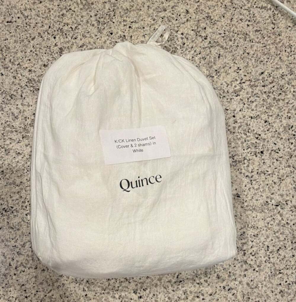 Quince King/California King Linen Duvet Set (Cover & 2 Shams) in White